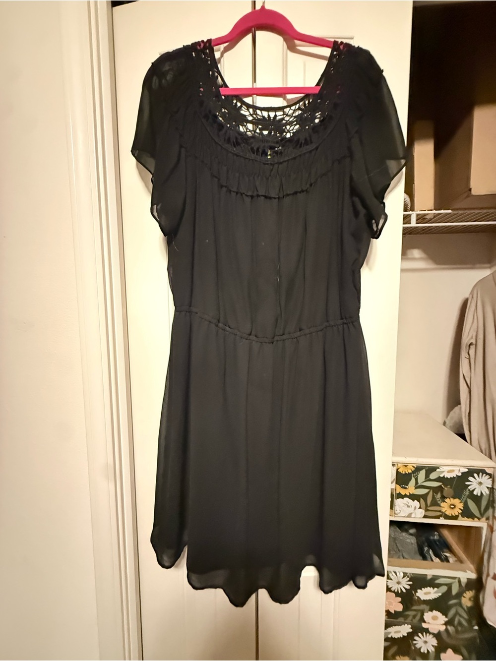 Forever 21 Black Crochet Yoke Mini Dress